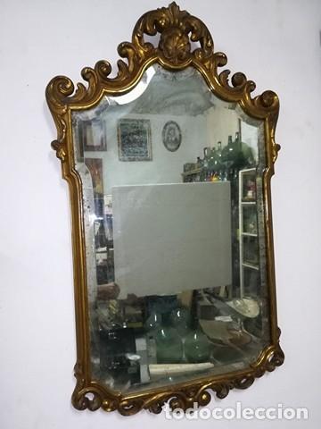 Antig&uuml;edades: cornucopia espejo isabelino madera tallada pan oro - Foto 4