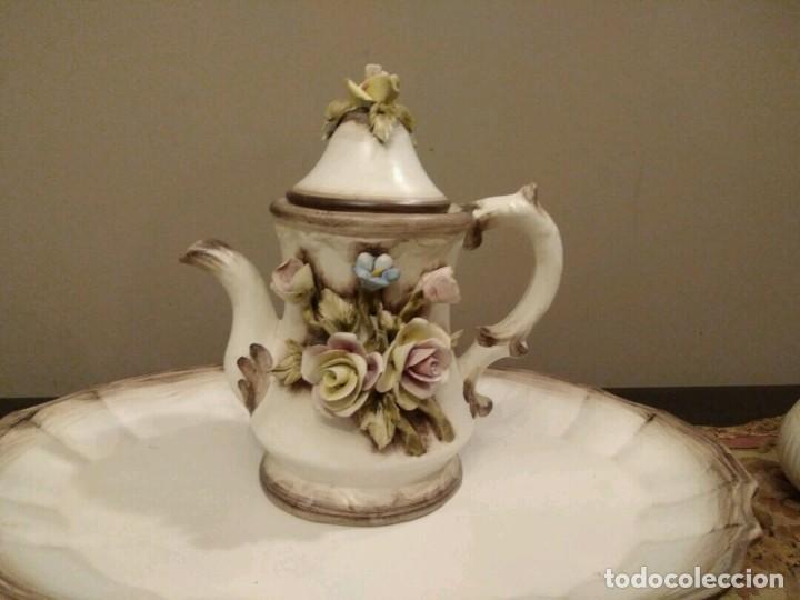 Antig&uuml;edades: JUEGO DE CAF&Eacute; ESTILO CAPODIMONTE CON BANDEJA. - Foto 4