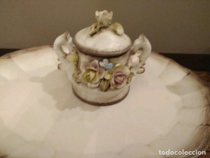 Antig&uuml;edades: JUEGO DE CAF&Eacute; ESTILO CAPODIMONTE CON BANDEJA. - Foto 8