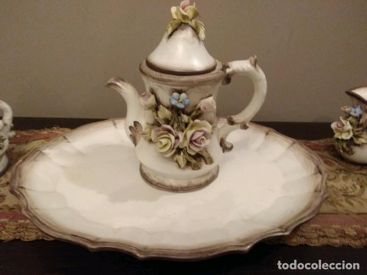 Antig&uuml;edades: JUEGO DE CAF&Eacute; ESTILO CAPODIMONTE CON BANDEJA. - Foto 15