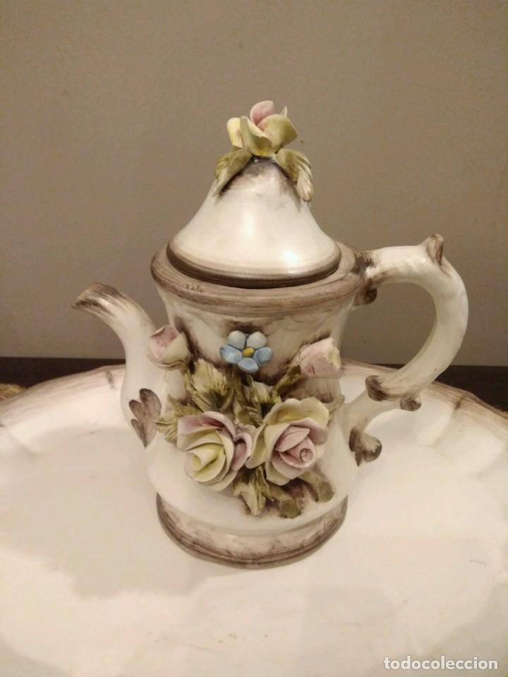 Antig&uuml;edades: JUEGO DE CAF&Eacute; ESTILO CAPODIMONTE CON BANDEJA. - Foto 16