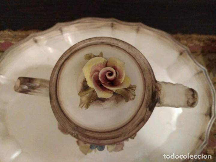 Antig&uuml;edades: JUEGO DE CAF&Eacute; ESTILO CAPODIMONTE CON BANDEJA. - Foto 17