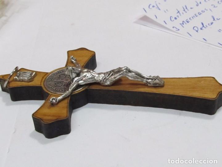 Antig&uuml;edades: CRUZ DE MADERA CON CRISTO PLATEADO - Foto 4