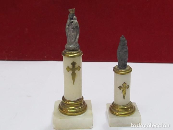 Antig&uuml;edades: 2 FIGURAS DE LA VIRGEN CON PIE DE M&Aacute;RMOL - Foto 1