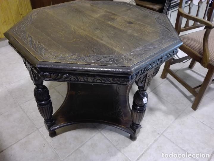 Antig&uuml;edades: MESA DE ROBLE, CERCA DE 1930, SOBRE OCTOGONAL - Foto 3