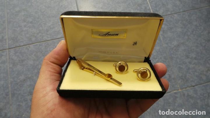 Antig&uuml;edades: CONJUNTO DE GEMELOS Y CLIP DE CORBATA ANSON RETRO VINTAGE, - Foto 4