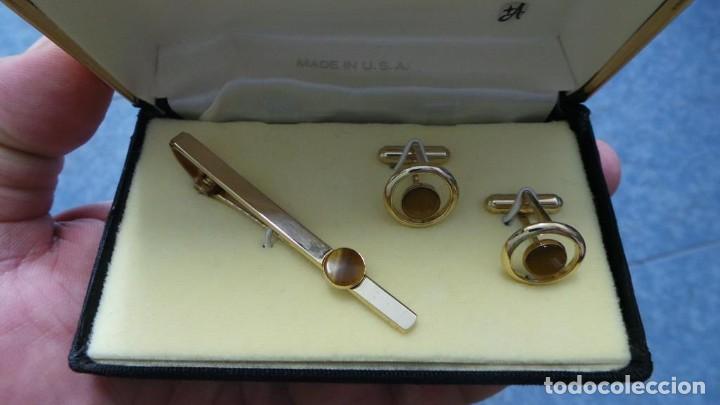 Antig&uuml;edades: CONJUNTO DE GEMELOS Y CLIP DE CORBATA ANSON RETRO VINTAGE, - Foto 8