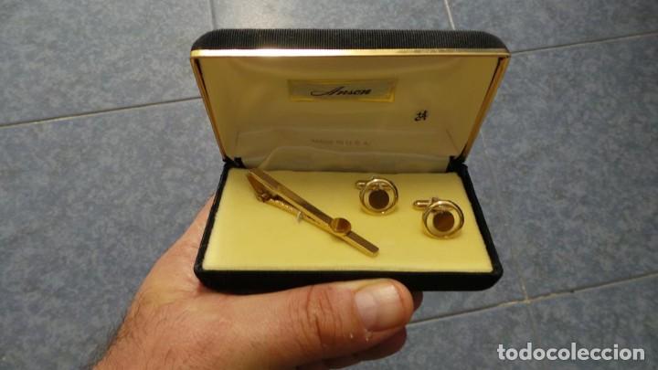 Antig&uuml;edades: CONJUNTO DE GEMELOS Y CLIP DE CORBATA ANSON RETRO VINTAGE, - Foto 12