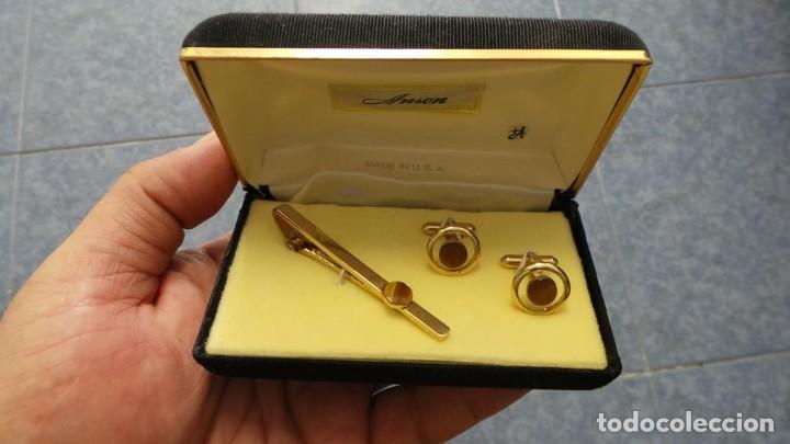 Antig&uuml;edades: CONJUNTO DE GEMELOS Y CLIP DE CORBATA ANSON RETRO VINTAGE, - Foto 13