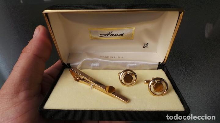 Antig&uuml;edades: CONJUNTO DE GEMELOS Y CLIP DE CORBATA ANSON RETRO VINTAGE, - Foto 17