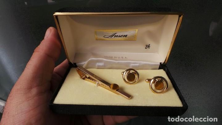 Antig&uuml;edades: CONJUNTO DE GEMELOS Y CLIP DE CORBATA ANSON RETRO VINTAGE, - Foto 18