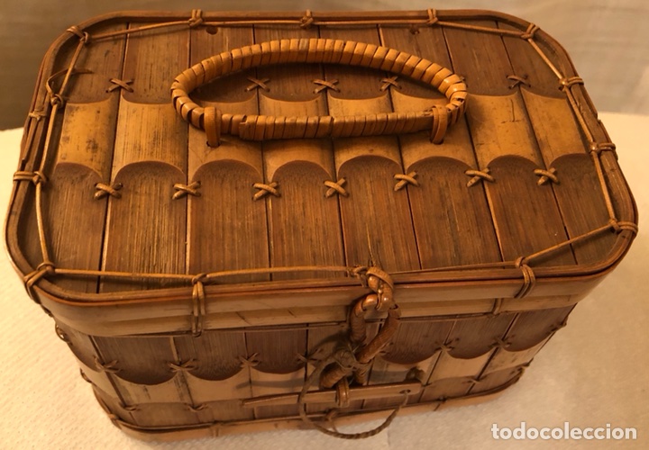 Antig&uuml;edades: Magn&iacute;fica caja antigua, en ca&ntilde;a - Foto 2
