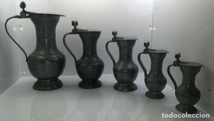 Antig&uuml;edades: Jarras de esta&ntilde;o muy decorativas. - Foto 1