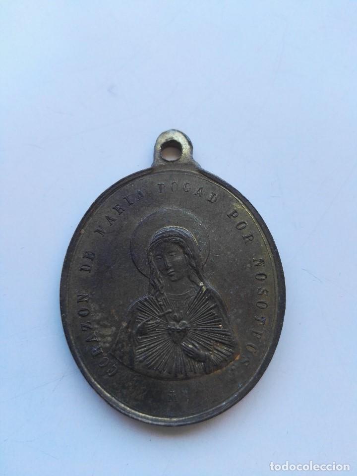 Antig&uuml;edades: Medalla coraz&oacute;n de jesus y corazon de maria - Foto 3