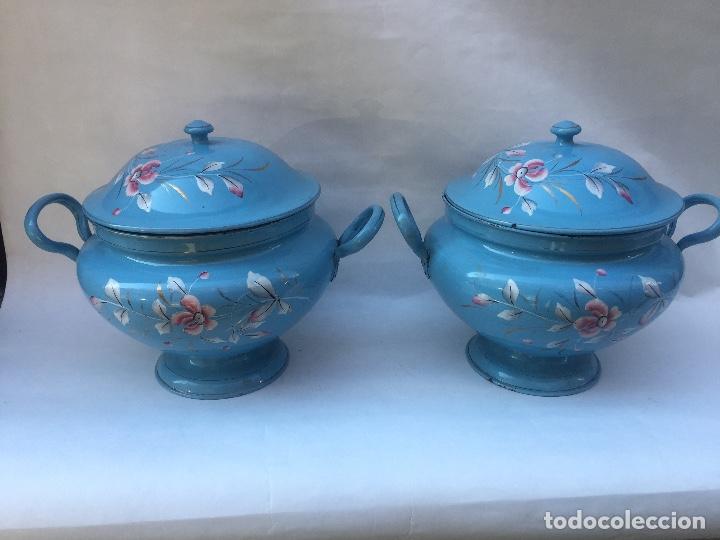 Antig&uuml;edades: PAREJA DE SOPERAS ESMALTADAS , 1930 - Foto 1