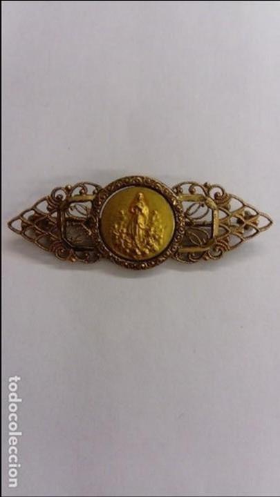 Antig&uuml;edades: Medalla, broche religioso con una virgen - Foto 1