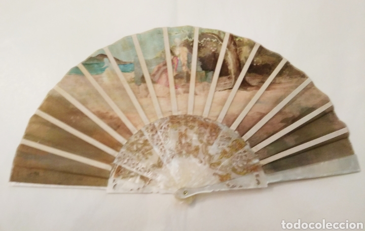 Antig&uuml;edades: Abanico celuloide pintado a mano - Foto 3