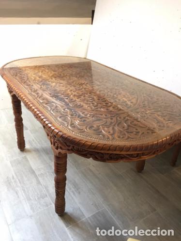 Antig&uuml;edades: MESA DE ABEDUL TALLADA ESTILO MUDEJAR - Foto 3