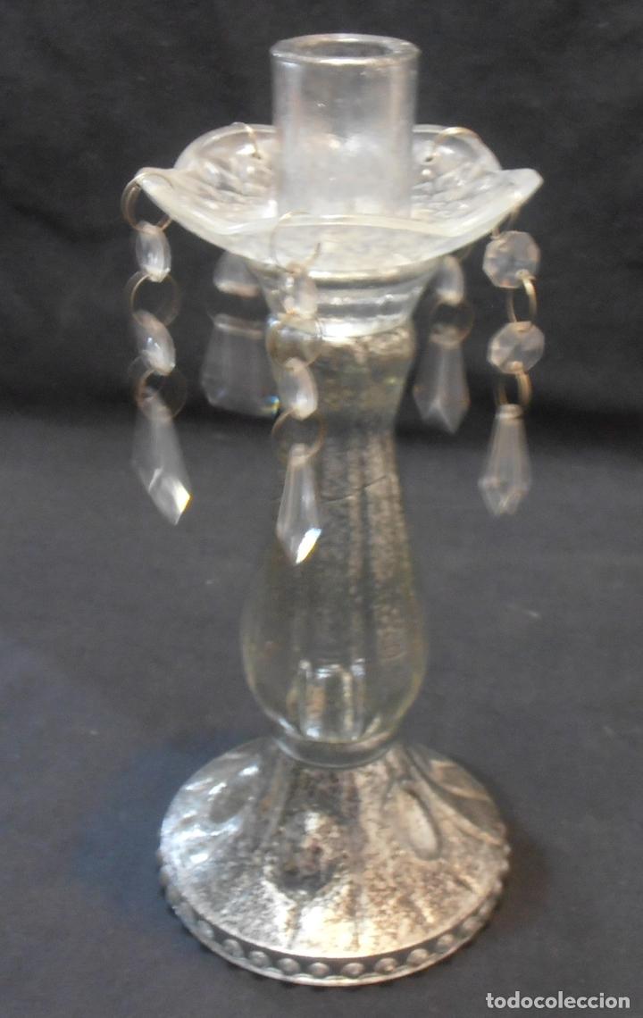 candelabro de vidrio grueso, muy antiguo - Comprar Candelabros Antiguos