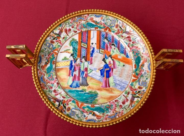 Antig&uuml;edades: 2 Platos Canton montados en bronce ormolu. - Foto 3