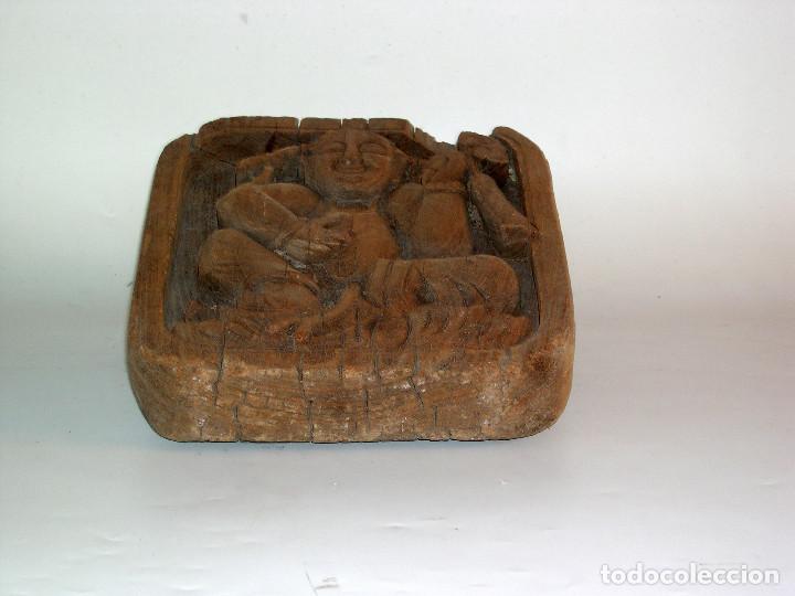 Antig&uuml;edades: ALTORRELIEVE DEL BUDA SONRIENTE MI LO FO EN MADERA DE OLMO - Foto 3