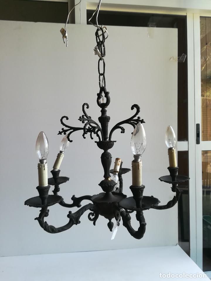 Antig&uuml;edades: LAMPARA DE BRONCE PARA CINCO VELAS - Foto 1