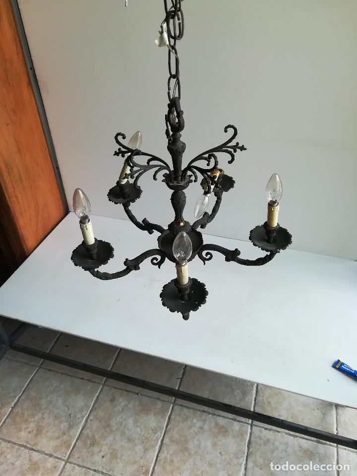 Antig&uuml;edades: LAMPARA DE BRONCE PARA CINCO VELAS - Foto 2