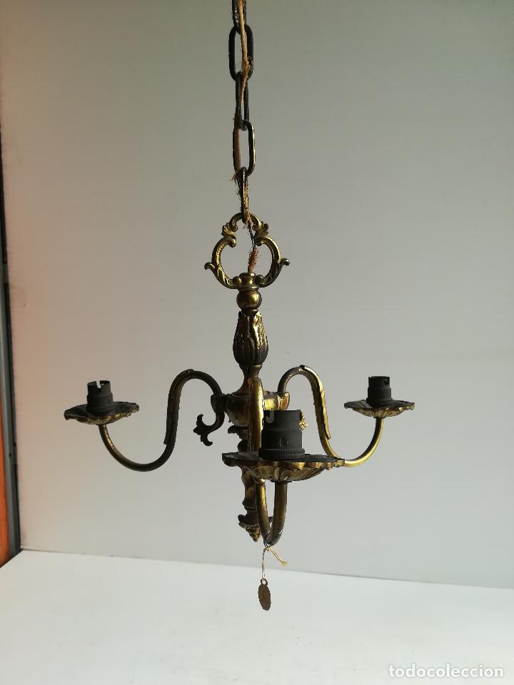 Antig&uuml;edades: LAMPARA DE BRONCE PARA TRES LUCES - Foto 1