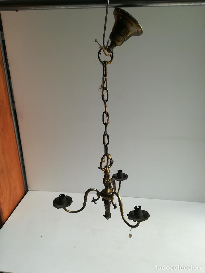 Antig&uuml;edades: LAMPARA DE BRONCE PARA TRES LUCES - Foto 2