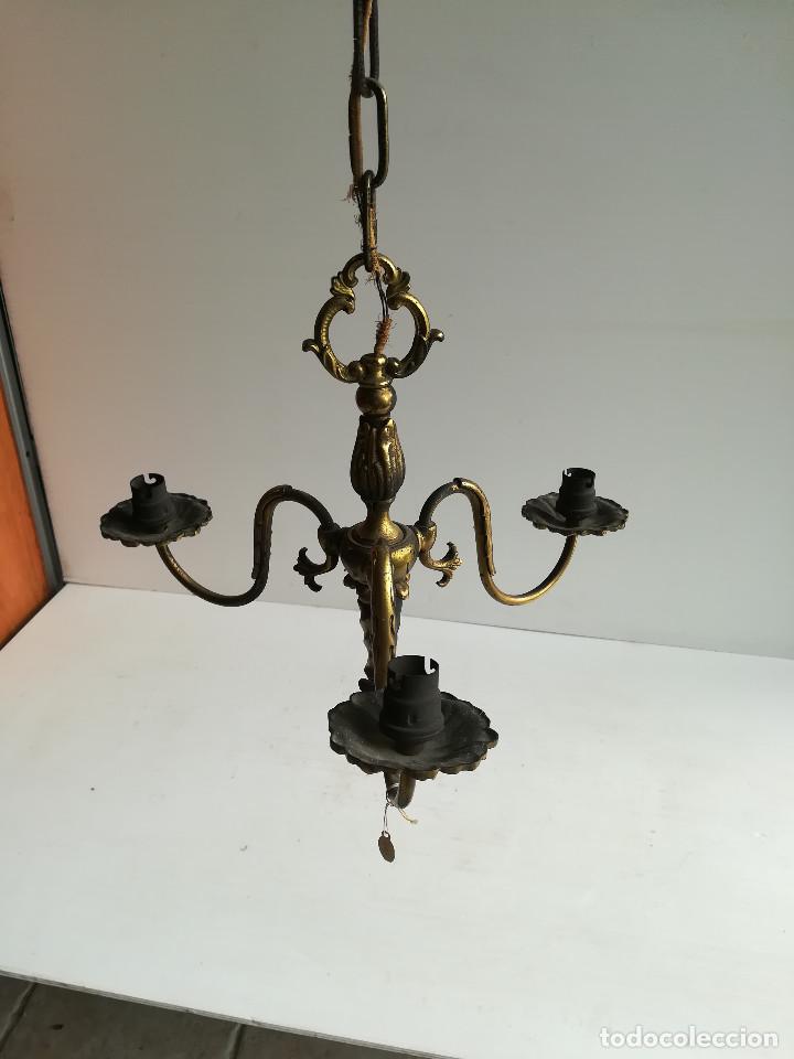 Antig&uuml;edades: LAMPARA DE BRONCE PARA TRES LUCES - Foto 3