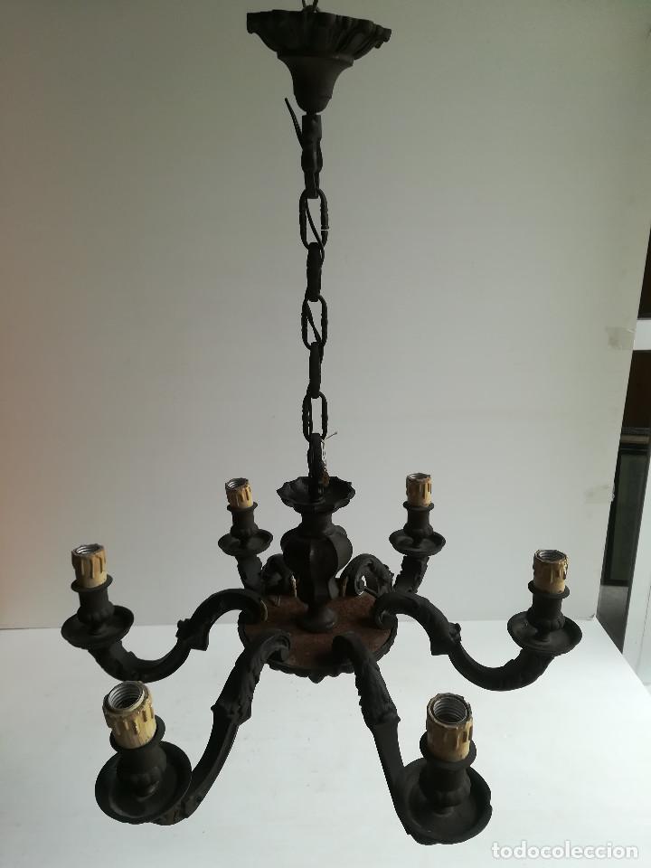 Antig&uuml;edades: LAMPARA DE BRONCE MACIZA PARA SEIS LUCES - Foto 1