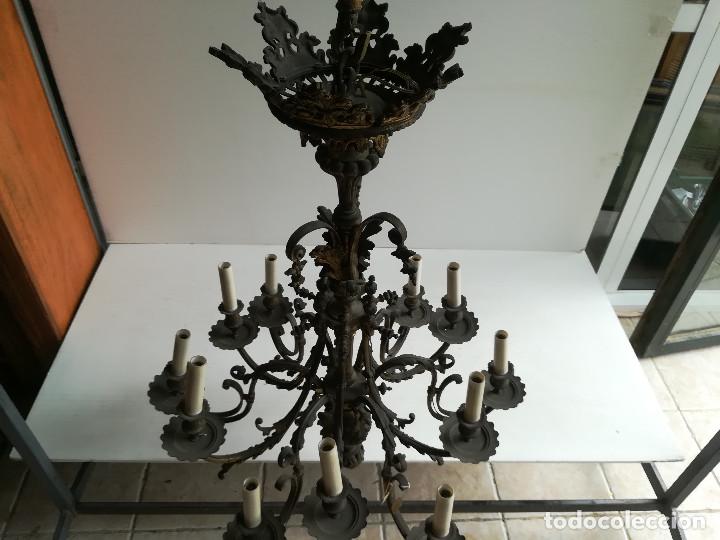 Antig&uuml;edades: LAMPARA DE BRONCE, 12 BRAZOS Y 12 LUCES - Foto 2
