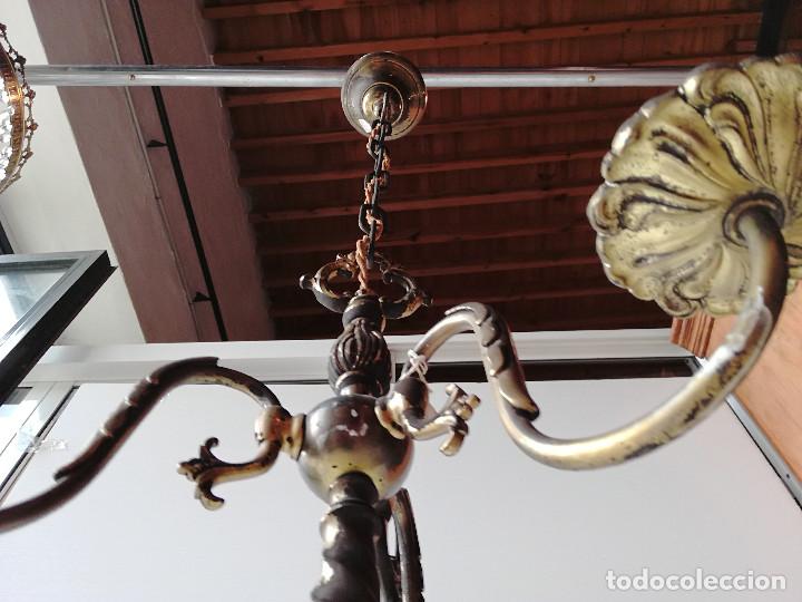 Antig&uuml;edades: LAMPARA DE TECHO DE BRONCE PARA TRES LUCES - Foto 3