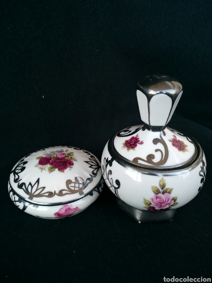 Antig&uuml;edades: Joyero y tarro con tapa de porcelana Artlynsa