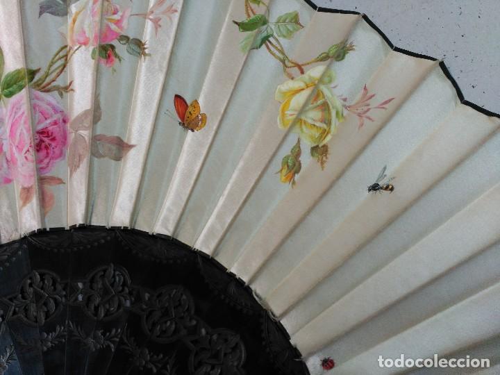 Antig&uuml;edades: ABANICO O PERICON DE MADERA Y SEDA PINTADA A MANO - Foto 14