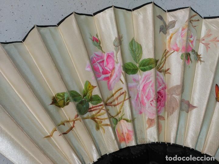 Antig&uuml;edades: ABANICO O PERICON DE MADERA Y SEDA PINTADA A MANO - Foto 16