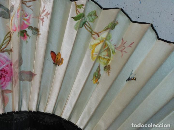 Antig&uuml;edades: ABANICO O PERICON DE MADERA Y SEDA PINTADA A MANO - Foto 17