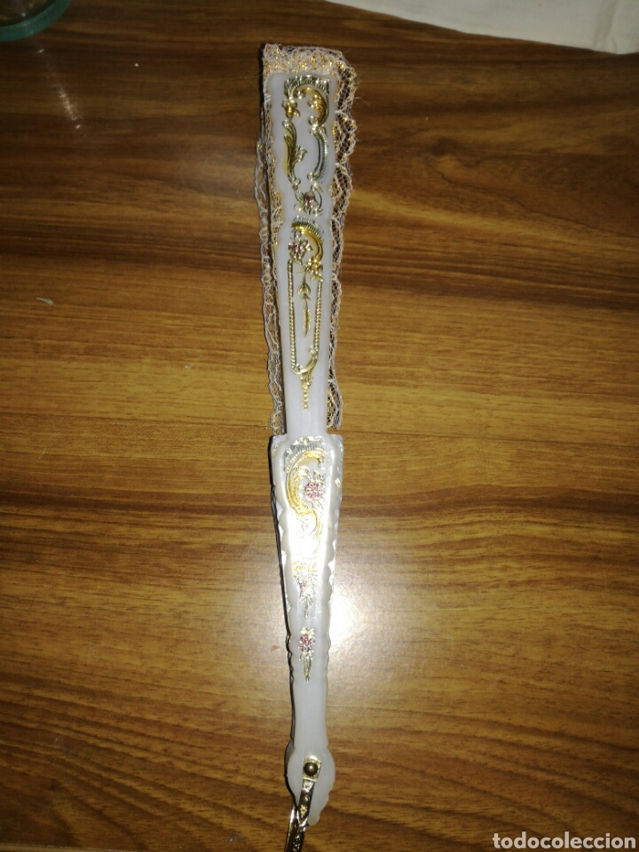 Antig&uuml;edades: Abanico de encaje de pasta imitando nacar - Foto 8