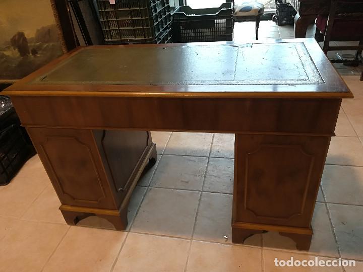 Antig&uuml;edades: MESA DE DESPACHO INGLESA CON SOBRE EN PIEL - Foto 2