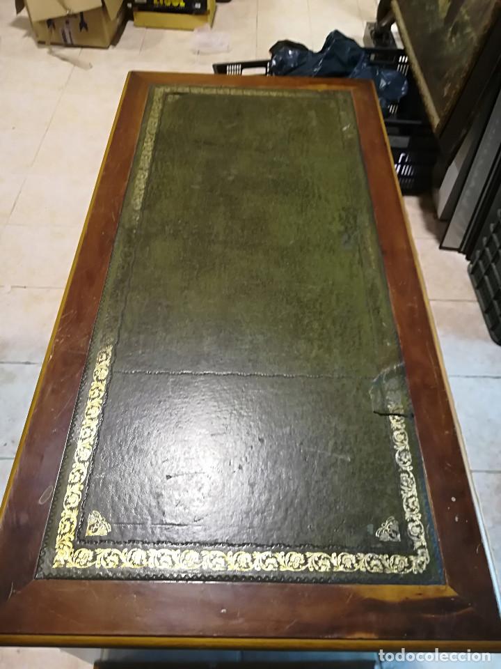 Antig&uuml;edades: MESA DE DESPACHO INGLESA CON SOBRE EN PIEL - Foto 3