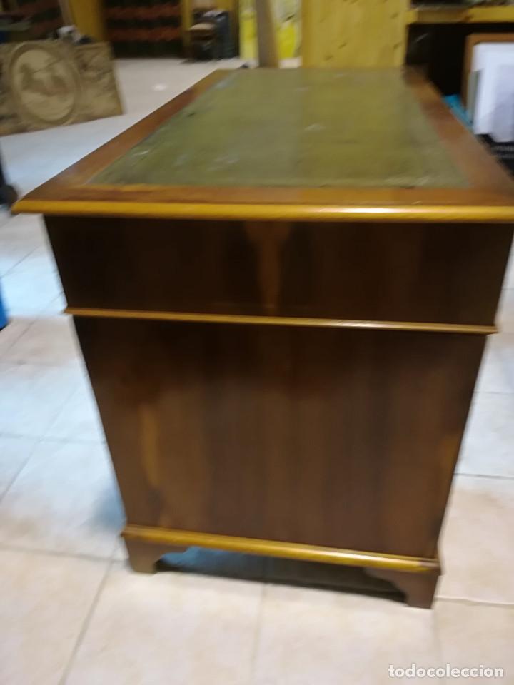 Antig&uuml;edades: MESA DE DESPACHO INGLESA CON SOBRE EN PIEL - Foto 4