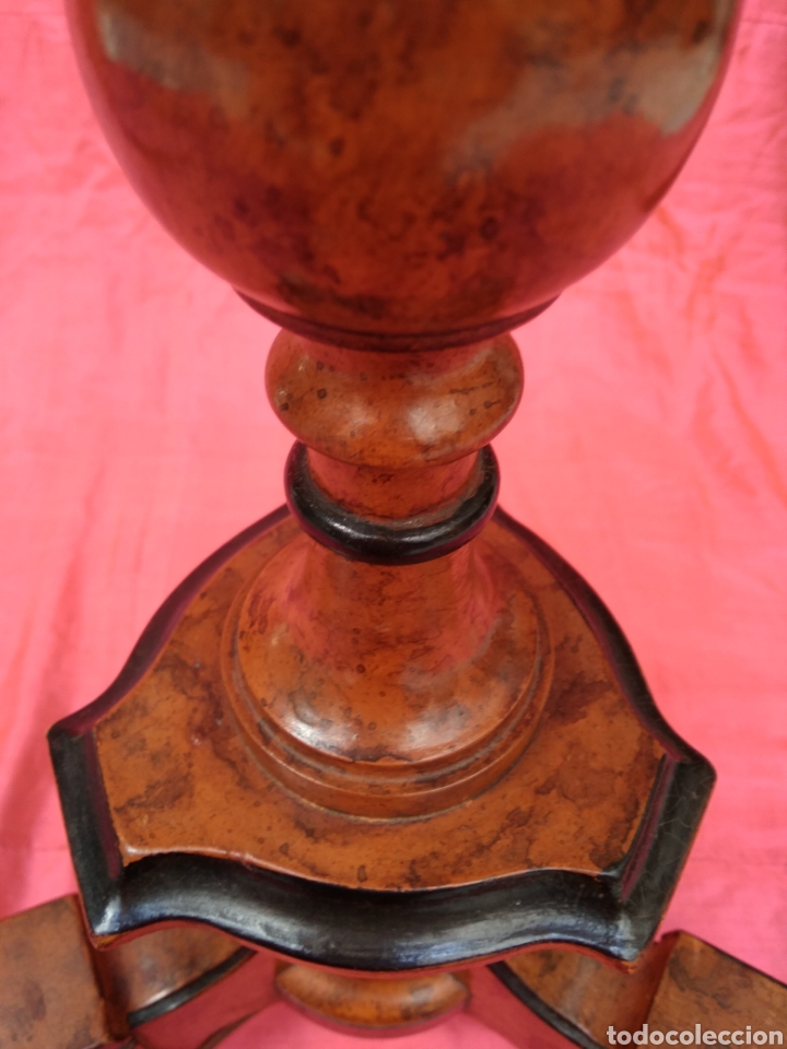 Antig&uuml;edades: L&aacute;mpara con pie de madera pintada - Foto 10