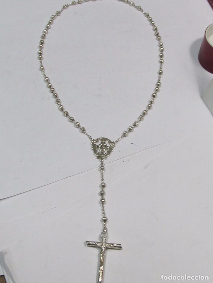 Antig&uuml;edades: ROSARIO PLATEADO DE 50 cm. - Foto 1
