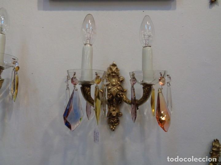 Antig&uuml;edades: APLIQUES DE PARED EN BRONCE ISABELINOS - Foto 2