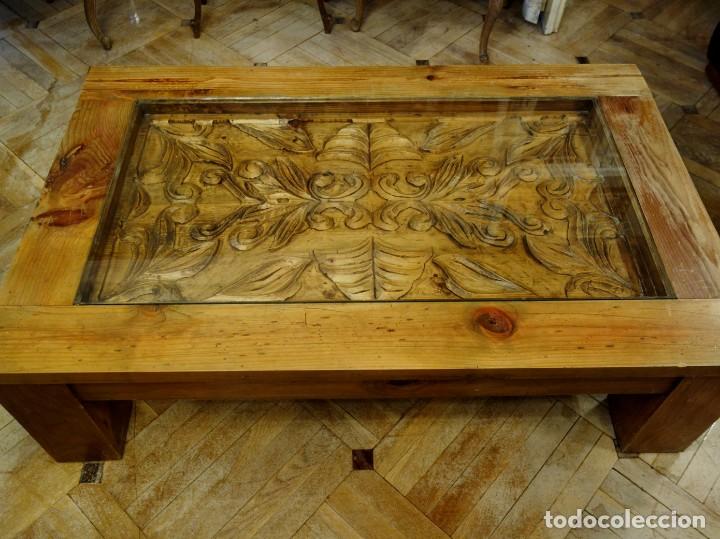 Antig&uuml;edades: MESA DE CENTRO SALON DE MADERA TALLADA - Foto 4