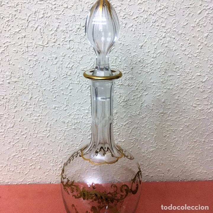 Antig&uuml;edades: Botella y seis copas de cristal seguramente de Moser - Foto 18