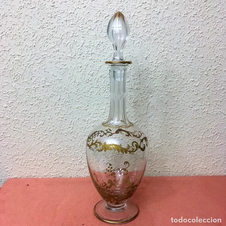 Antig&uuml;edades: Botella y seis copas de cristal seguramente de Moser - Foto 20