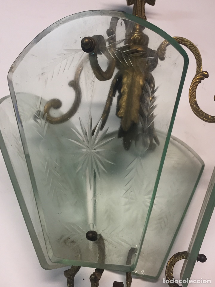 Antig&uuml;edades: L&aacute;mpara bronce y cristal - Foto 2