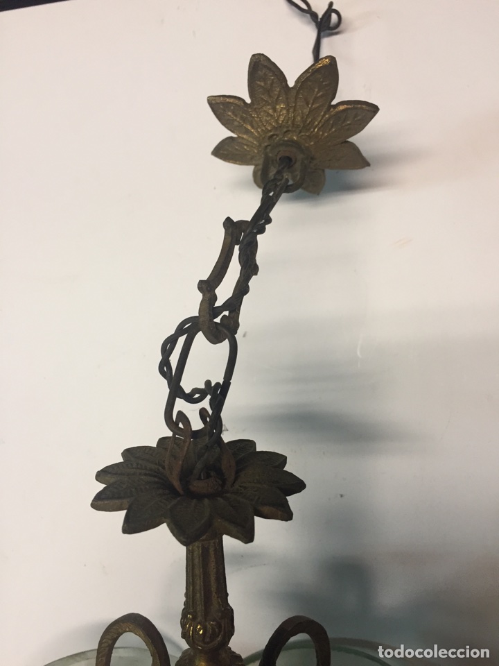 Antig&uuml;edades: L&aacute;mpara bronce y cristal - Foto 5
