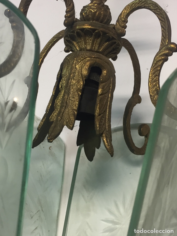 Antig&uuml;edades: L&aacute;mpara bronce y cristal - Foto 6